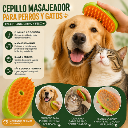 Cepillo A Vapor Para Mascotas 3 en 1